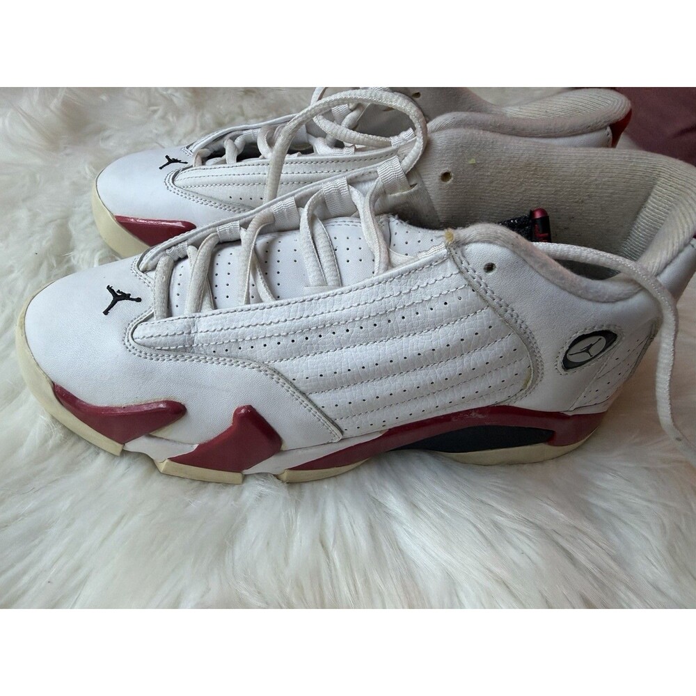 Jordan Air Jordan 14 Kids 6.5Y White/Red/Black Leather Basketball 487524-101